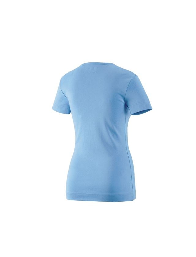 Tričká, pulóvre a košele: Tričko e.s.cotton, výstrih do V, dámske + azúrová modrá 1