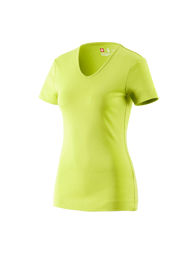 Tričká, pulóvre a košele: Tričko e.s.cotton, výstrih do V, dámske + májová zelená