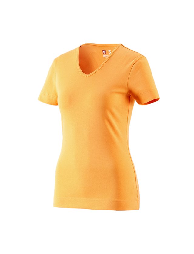 Tričká, pulóvre a košele: Tričko e.s.cotton, výstrih do V, dámske + svetlooranžová