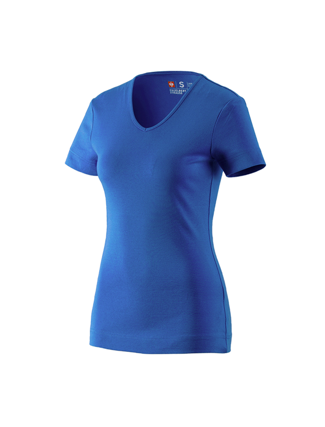 Tričká, pulóvre a košele: Tričko e.s.cotton, výstrih do V, dámske + enciánová modrá