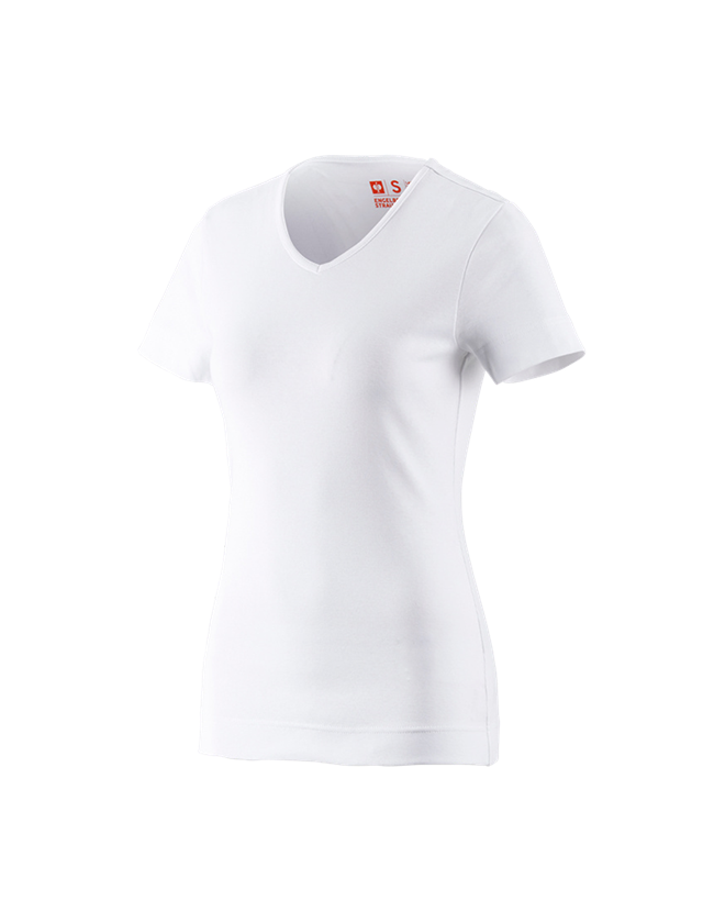 Tričká, pulóvre a košele: Tričko e.s.cotton, výstrih do V, dámske + biela