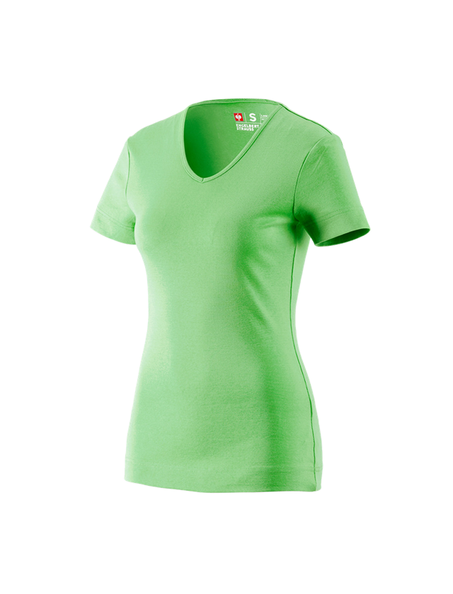 Tričká, pulóvre a košele: Tričko e.s.cotton, výstrih do V, dámske + jablková zelená