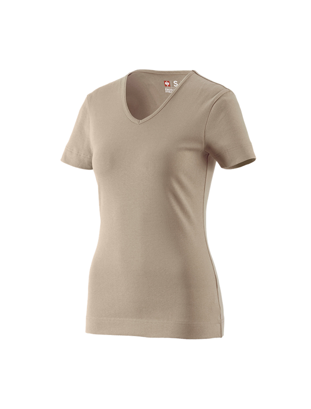 Tričká, pulóvre a košele: Tričko e.s.cotton, výstrih do V, dámske + hlinená