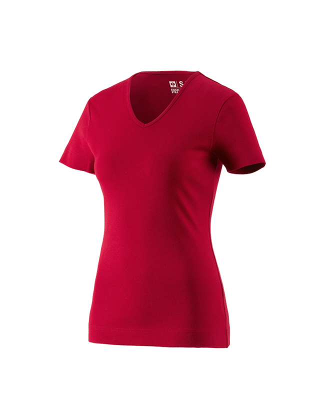 Tričká, pulóvre a košele: Tričko e.s.cotton, výstrih do V, dámske + červená