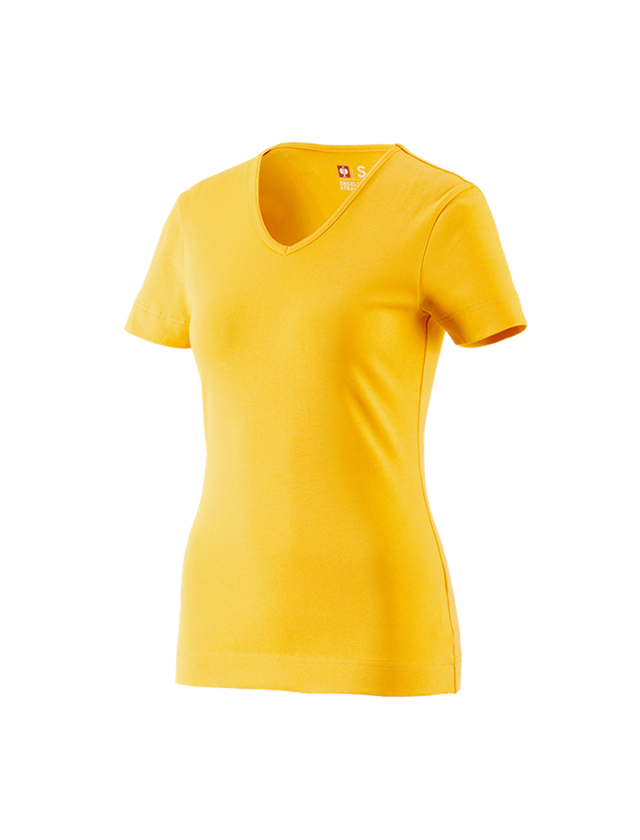 Tričká, pulóvre a košele: Tričko e.s.cotton, výstrih do V, dámske + žltá