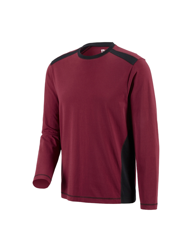 Tričká, pulóvre a košele: Tričko s dlhým rukávom e.s.active cotton + bordová/čierna