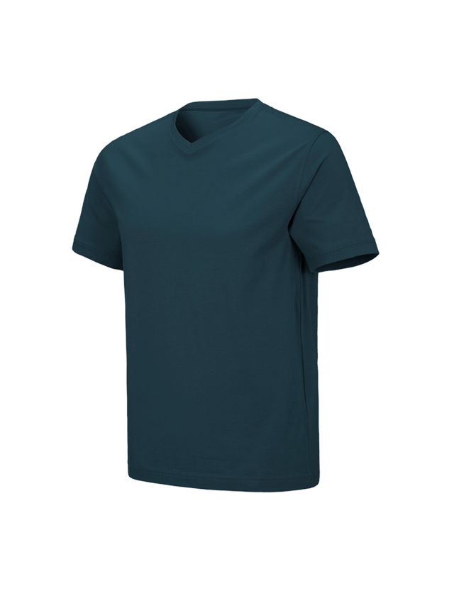 Tričká, pulóvre a košele: Tričko e.s. cotton stretch výstrih do V + morská modrá