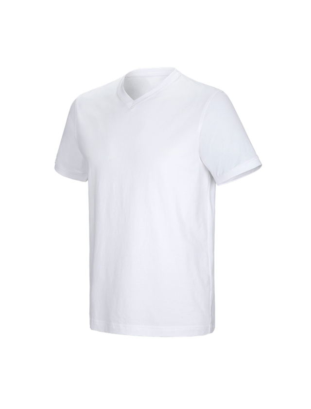 Tričká, pulóvre a košele: Tričko e.s. cotton stretch výstrih do V + biela 2