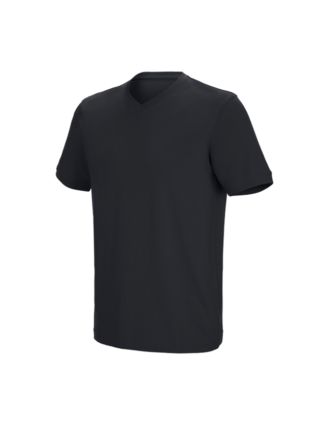 Tričká, pulóvre a košele: Tričko e.s. cotton stretch výstrih do V + čierna 1