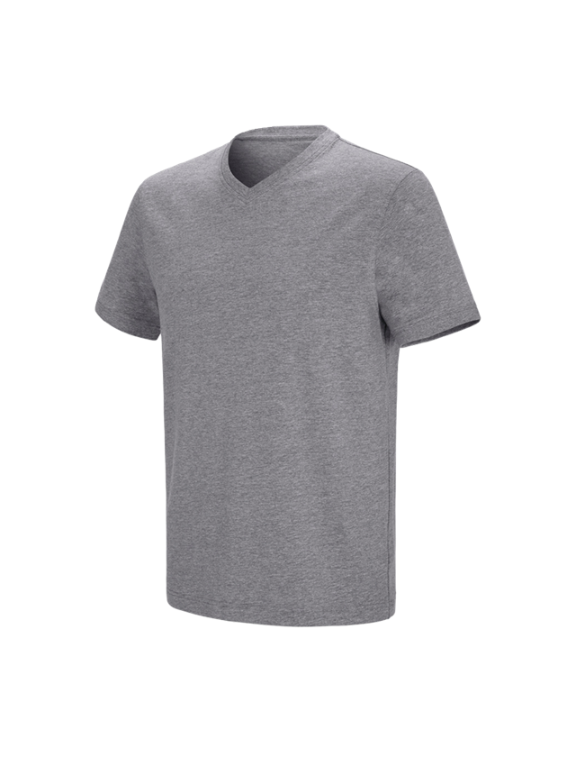 Tričká, pulóvre a košele: Tričko e.s. cotton stretch výstrih do V + sivá melírovaná 2