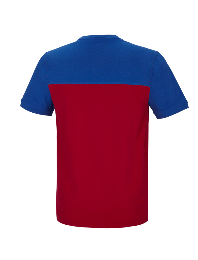 Tričká, pulóvre a košele: Tričko e.s. cotton stretch bicolor + ohnivá červená/nevadzovo modrá 1