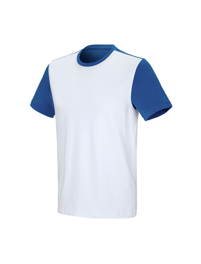 Tričká, pulóvre a košele: Tričko e.s. cotton stretch bicolor + biela/enciánová modrá 2