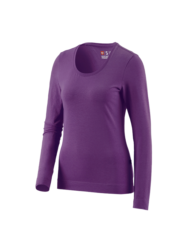 Tričká, pulóvre a košele: Tričko s dlhým rukávom e.s. cotton stretch, dámske + fialová