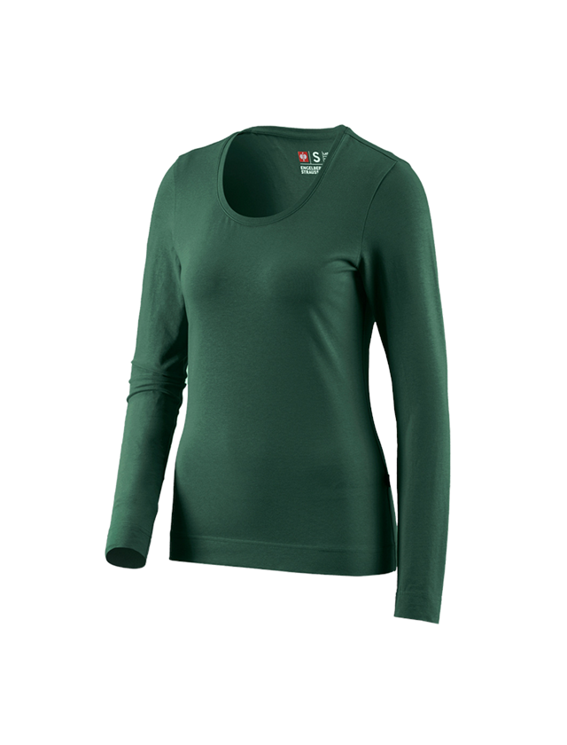 Tričká, pulóvre a košele: Tričko s dlhým rukávom e.s. cotton stretch, dámske + zelená
