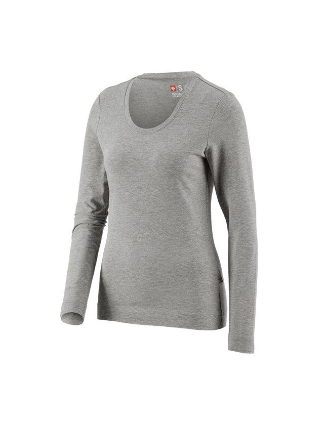 Tričká, pulóvre a košele: Tričko s dlhým rukávom e.s. cotton stretch, dámske + sivá melírovaná