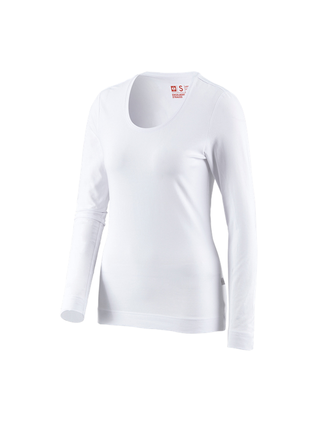 Tričká, pulóvre a košele: Tričko s dlhým rukávom e.s. cotton stretch, dámske + biela