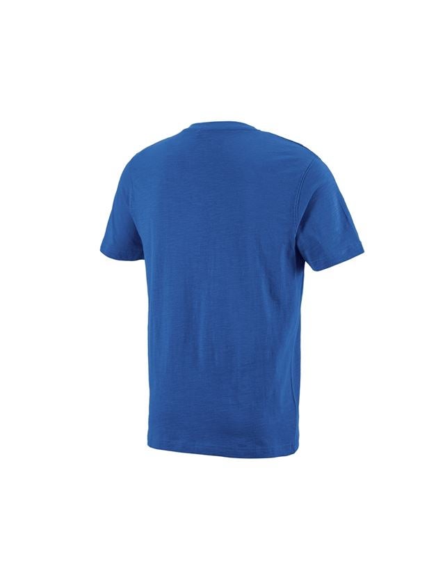 Tričká, pulóvre a košele: Tričko e.s. cotton slub s výstrihom do V + enciánová modrá 1
