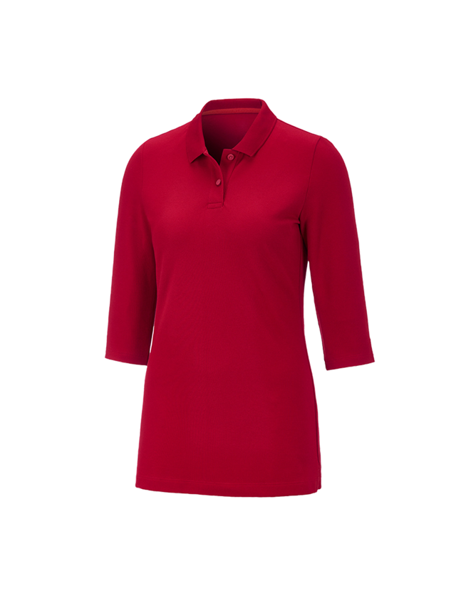 Tričká, pulóvre a košele: Piqué polo tričko e.s. 3/4 rukáv cotton stretch, d + ohnivá červená