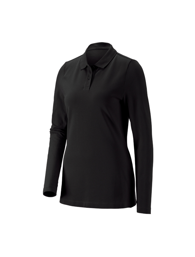 Tričká, pulóvre a košele: Tričko dlhým ruká. e.s. Piqué-Polo cotton stretch + čierna
