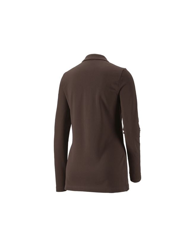 Tričká, pulóvre a košele: Tričko dlhým ruká. e.s. Piqué-Polo cotton stretch + gaštanová 1