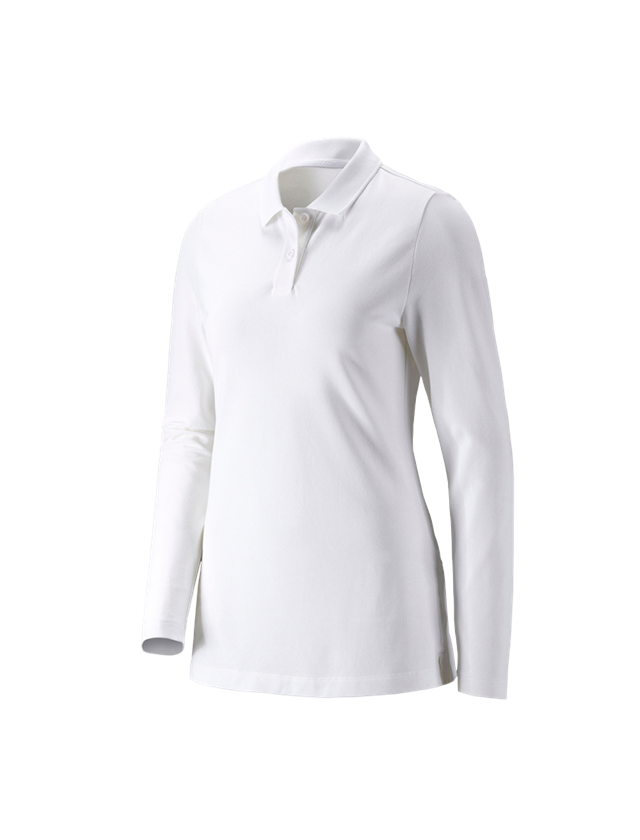 Tričká, pulóvre a košele: Tričko dlhým ruká. e.s. Piqué-Polo cotton stretch + biela