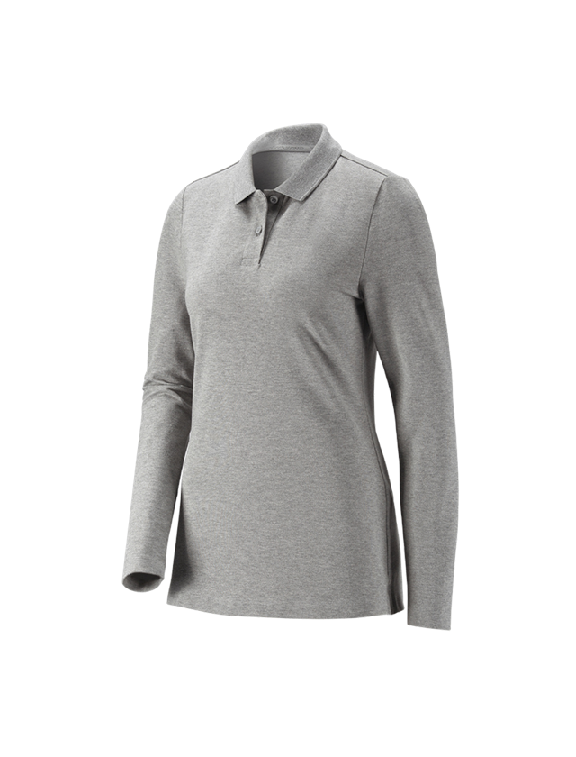 Tričká, pulóvre a košele: Tričko dlhým ruká. e.s. Piqué-Polo cotton stretch + sivá melírovaná