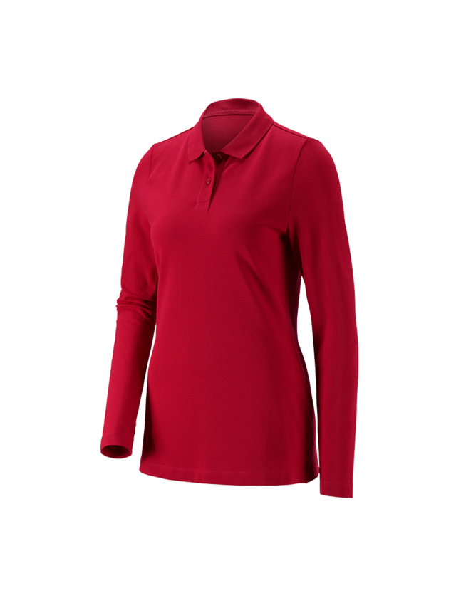 Témy: Tričko dlhým ruká. e.s. Piqué-Polo cotton stretch + ohnivá červená