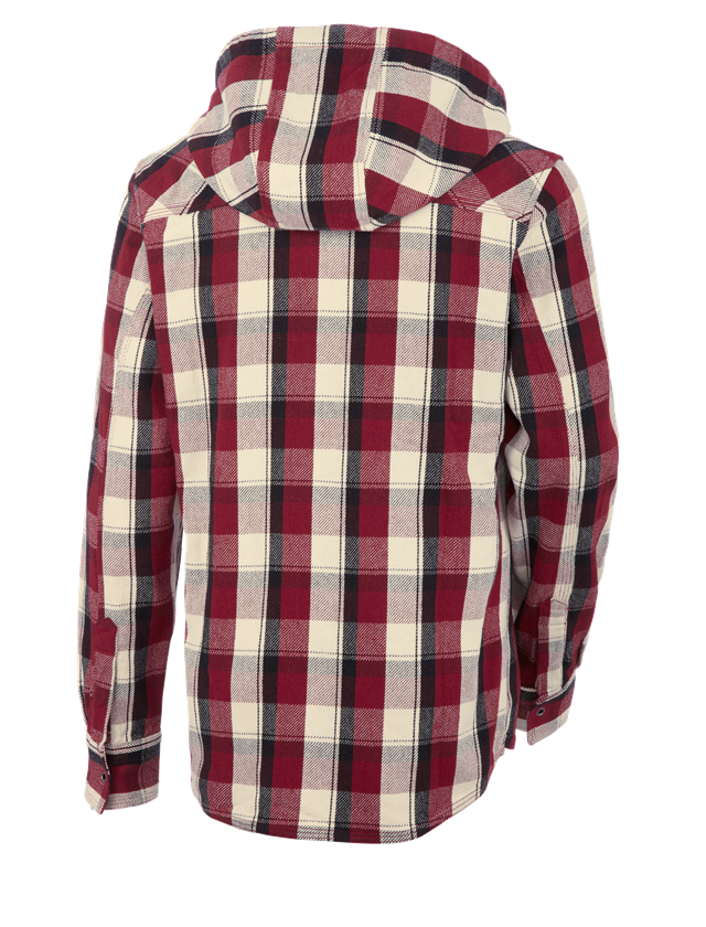Tričká, pulóvre a košele: Košeľa s kapucňou e.s.roughtough + rubínová/čierna/prírodná 3
