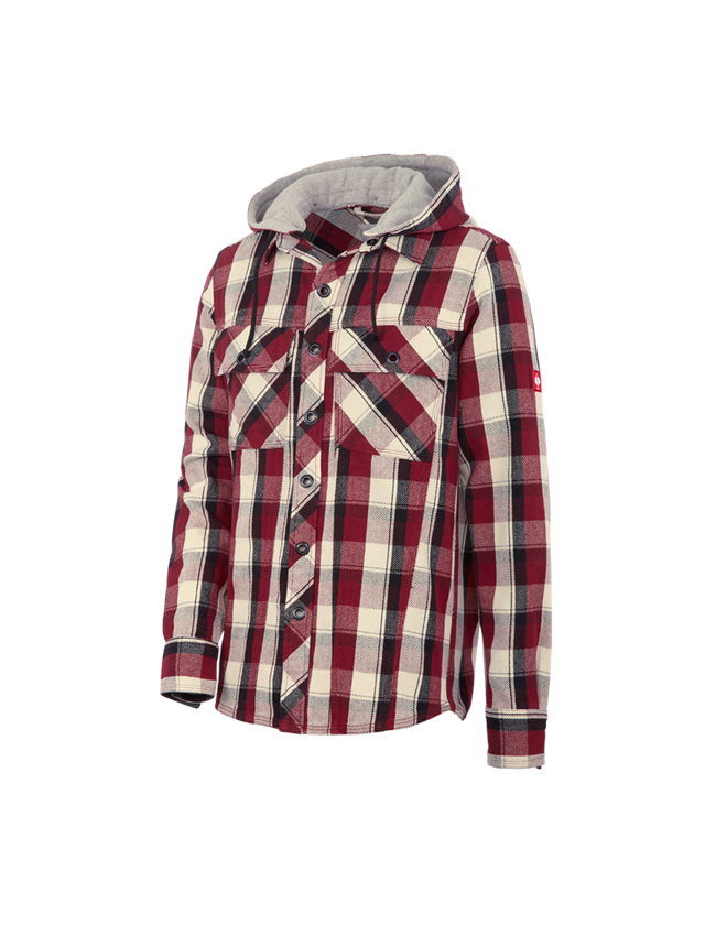Tričká, pulóvre a košele: Košeľa s kapucňou e.s.roughtough + rubínová/čierna/prírodná 2
