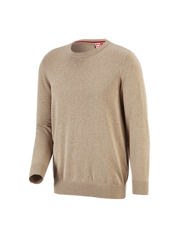 Tričká, pulóvre a košele: Úpletový sveter e.s. s okrúhlym výstrihom + kaki melanž