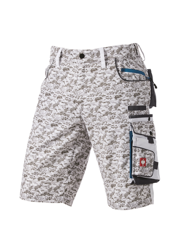 Pracovné nohavice: Šortky e.s. Pixel + biela/sivá/petrolejová 1