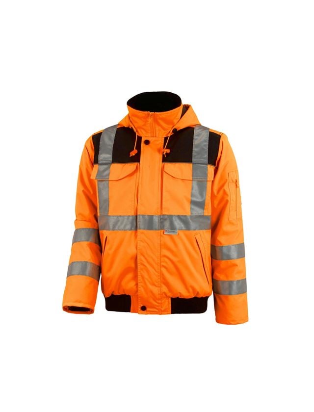 Pracovné bundy: Reflexná ochranná pilotná bunda e.s.image + výstražná oranžová
