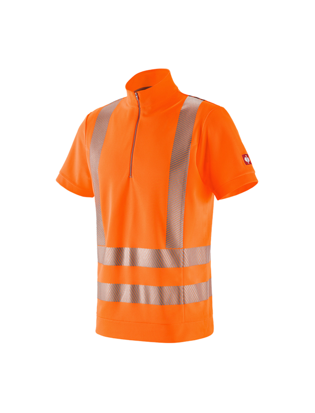 Tričká, pulóvre a košele: Reflexné ochranné funkčné tričko ZIP e.s. UV + výstražná oranžová