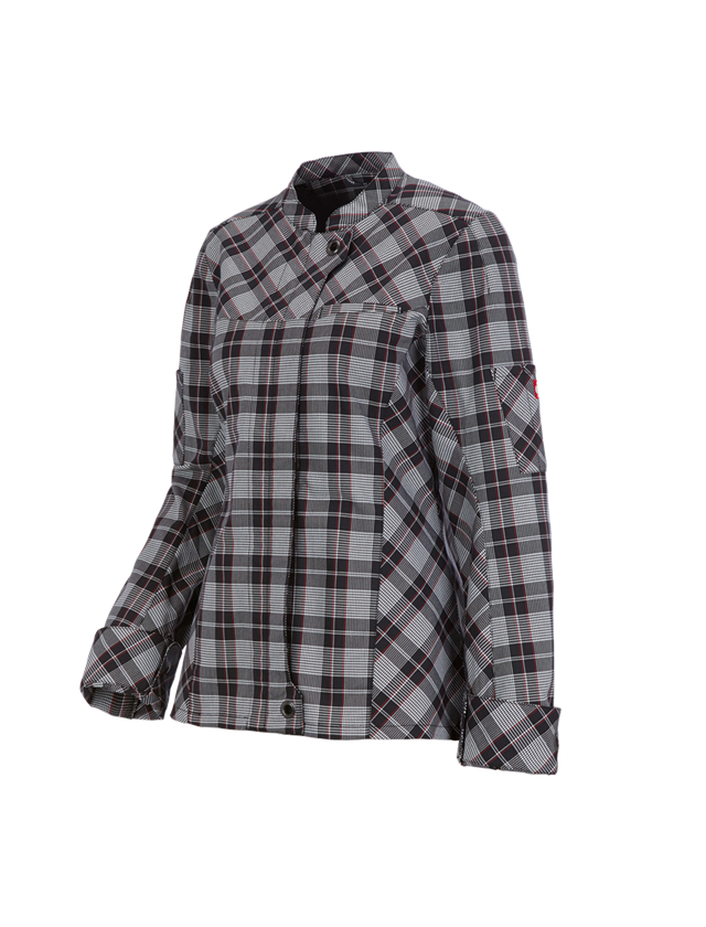 Pracovné bundy: Pracovná bunda s dlhým rukávom e.s.fusion, dámska + čierna/biela/červená