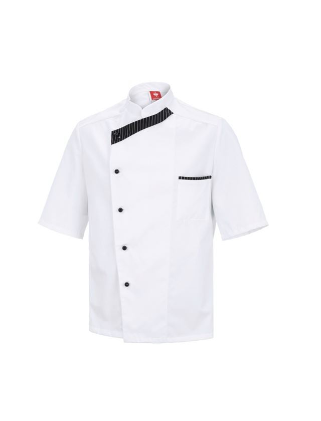 Tričká, pulóvre a košele: Kuchárska bunda Elegance, s polovičným rukávom + biela/čierna