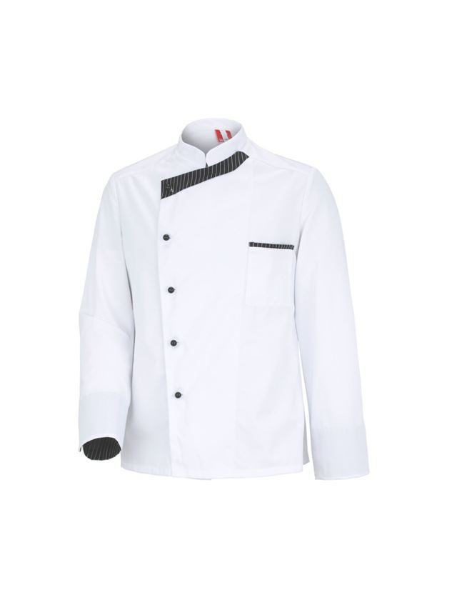 Tričká, pulóvre a košele: Kuchárska bunda Elegance s dlhým rukávom + biela/čierna