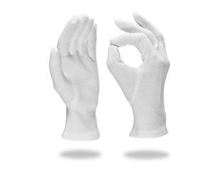 Trikotové rukavice, biele, balenie 12 ks